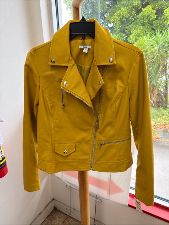 Bar III Jackets & Blazers - Bar III Mustard Yellow Faux Leather Moto Jacket